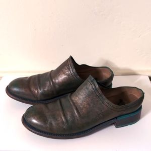 John Fluevog Tullia Bluegreen Bronze Mule